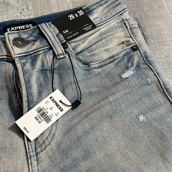 NWT Skinny Bootcut Vintage Wash Hyper Stretch Jeans Distressed Ripped 26x30 - Picture 3 of 7